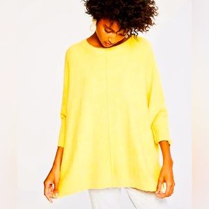 LOU GREY YELLOW BOHO OVERSIZE PONCHO SWEATER MED/ LG